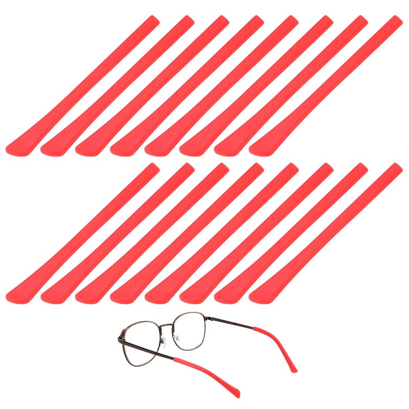TIXIPEM Soft Glasses Ear Cushion [8 Pairs]-Silicone Eyeglasses Temple Tips Sleeve Anti-Slip Eyeglass Ear Grips Use for Behind The Ear -[Red] Comfort Glasses Retainers